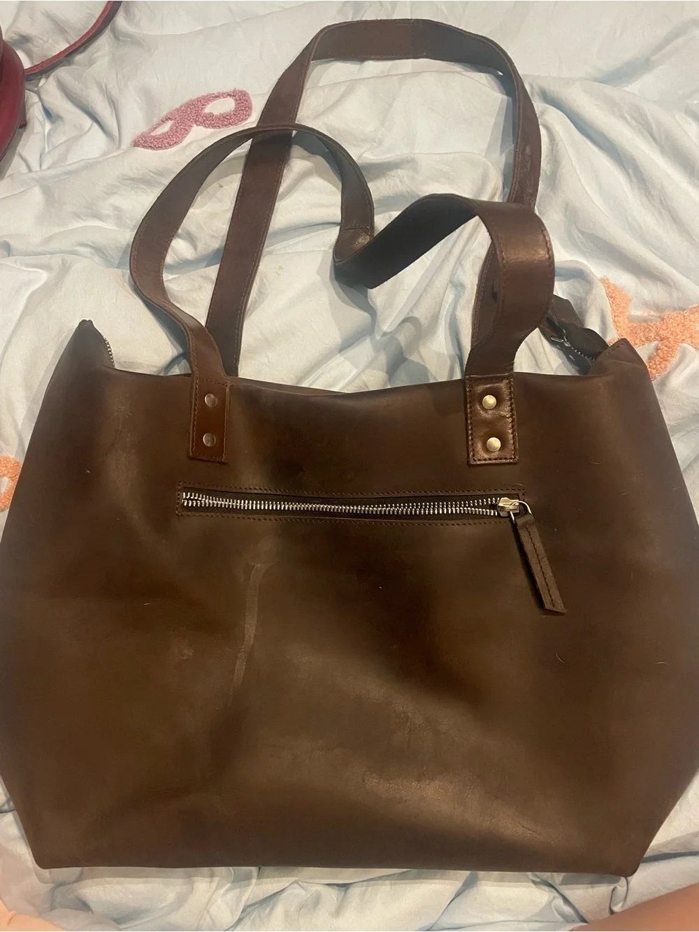 Classic Brown Leather Tote Bag - Stylish Everyday Carry